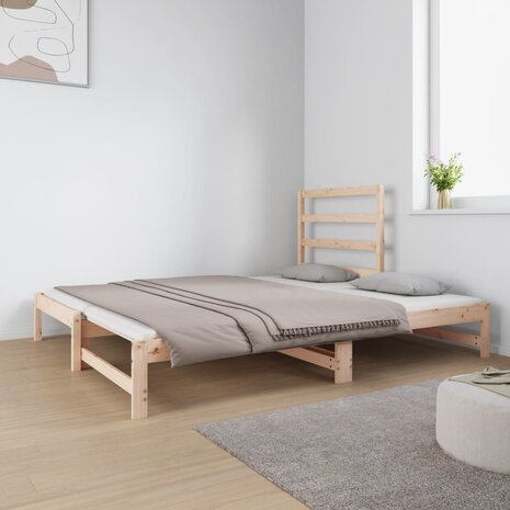 Slaapbank uitschuifbaar massief grenenhout 2x(90x190) cm 8