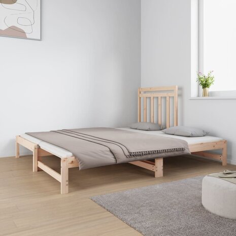 Slaapbank uitschuifbaar massief grenenhout 2x(90x190) cm 8