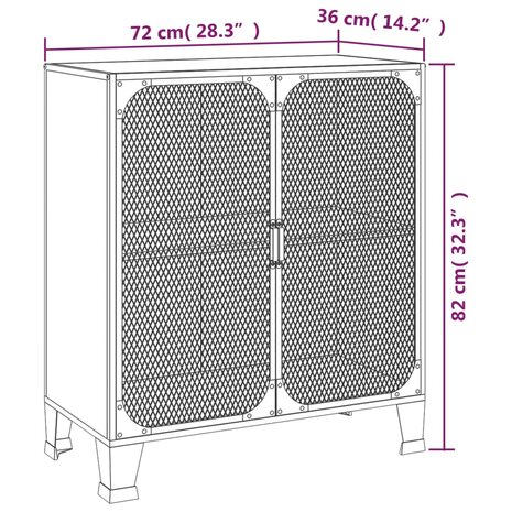 Opbergkast 72x36x82 cm metaal en MDF grijs 9