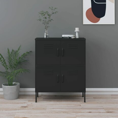 Opbergkast 80x35x101,5 cm staal zwart 1