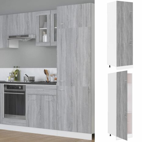 Koelkastkast 60x57x207 cm bewerkt hout grijs sonoma eikenkleur 1