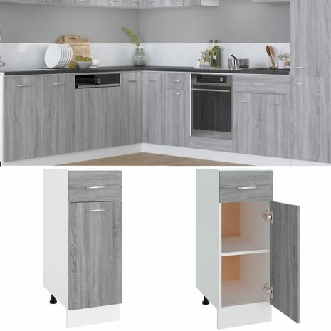 Onderkast met lade 30x46x81,5 cm bewerkt hout grijs sonoma 1