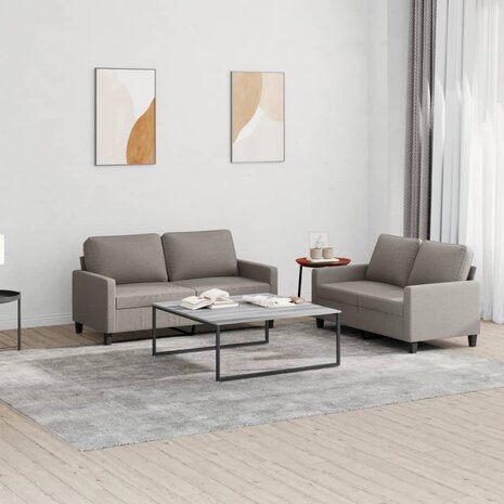 2-delige Loungeset met kussens stof taupe 1