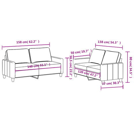 2-delige Loungeset met kussens stof taupe 6