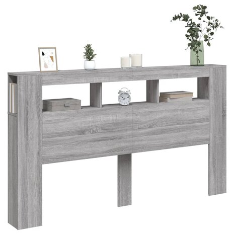 Hoofdeinde met LED 180x18,5x103,5 cm bewerkt hout grijs sonoma 5
