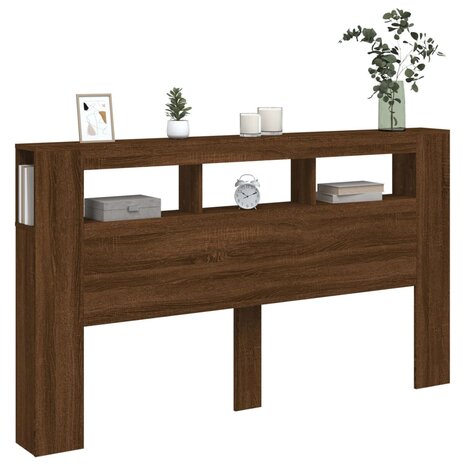 Hoofdeinde met LED 180x18,5x103,5 cm bewerkt hout bruineiken 5