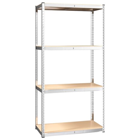 Opbergrek 4 Laags 3 st staal & bewerkt hout zilverkleurig 4