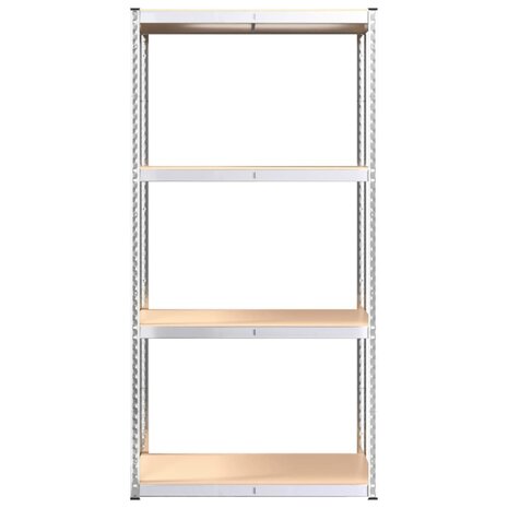 Opbergrek 4 Laags 3 st staal & bewerkt hout zilverkleurig 5