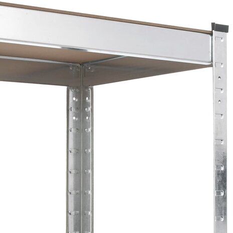 Opbergrek 4 Laags 3 st staal & bewerkt hout zilverkleurig 7