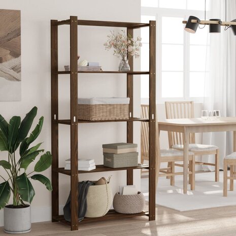 Opbergrek 5-laags 80x38x170 cm massief grenenhout bruin 1