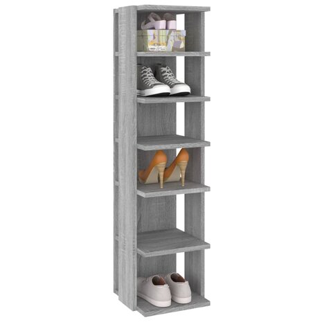 Schoenenrek 27,5x27x102 cm bewerkt hout grijs sonoma 5