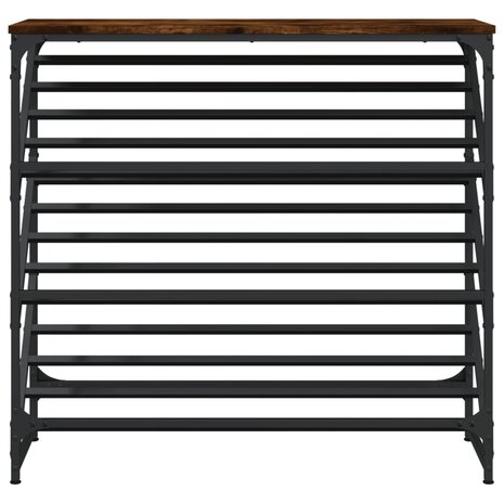 Schoenenrek 90x30x85 cm bewerkt hout gerookt eikenkleurig 4