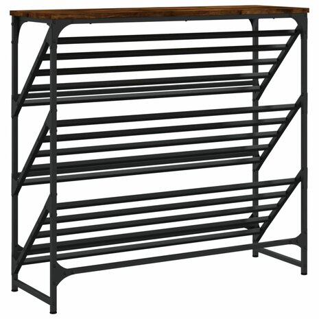 Schoenenrek 90x30x85 cm bewerkt hout gerookt eikenkleurig 6