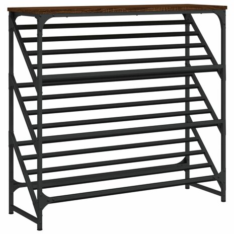 Schoenenrek 90x30x85 cm bewerkt hout bruin eikenkleur 2