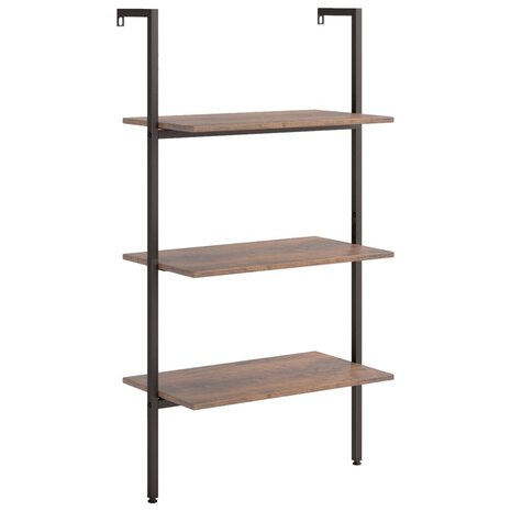 Ladderrek met 3 schappen 64x35x120,5 cm donkerbruin en zwart 2