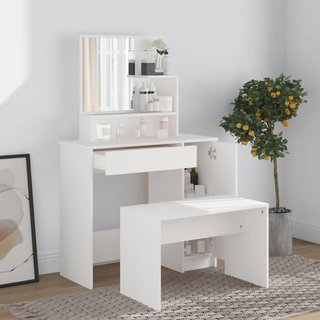 Kaptafel met spiegel 86,5x35x136 cm wit 3