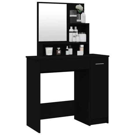 Kaptafel met spiegel 86,5x35x136 cm zwart 4