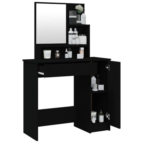 Kaptafel met spiegel 86,5x35x136 cm zwart 5