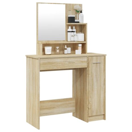 Kaptafel met spiegel 86,5x35x136 cm sonoma eikenkleurig 4