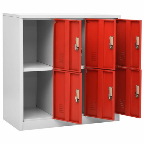 Lockerkasten 2 st 90x45x92,5 cm staal lichtgrijs en rood 6