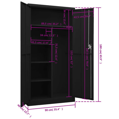 Lockerkast 90x40x180 cm staal zwart 8