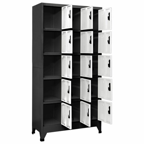 Lockerkast 90x40x180 cm staal antracietkleurig en wit 3
