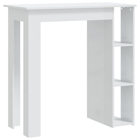 Bartafel met schap 102x50x103,5 cm bewerkt hout hoogglans wit 2