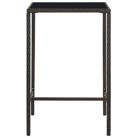 Tuinbartafel 70x70x110 cm poly rattan en glas bruin 2