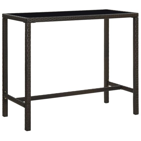 Tuinbartafel 130x60x110 cm poly rattan en glas bruin 1