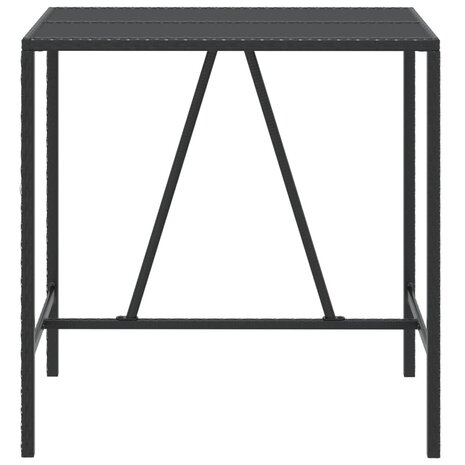 Bartafel met glazen blad 110x70x110 cm poly rattan zwart 3