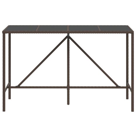 Bartafel met glazen blad 180x70x110 cm poly rattan bruin 3