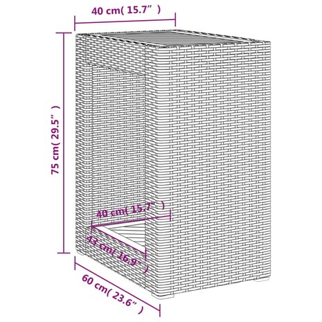 Tuinbijzettafel met houten blad 60x40x75 cm poly rattan beige 11