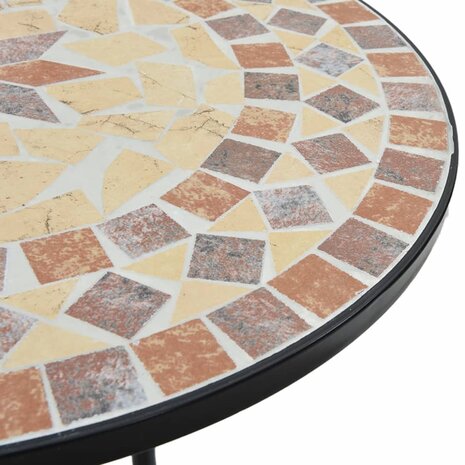 Bistrotafel mozaïek Ø50x70 cm keramiek terracottakleurig en wit 7
