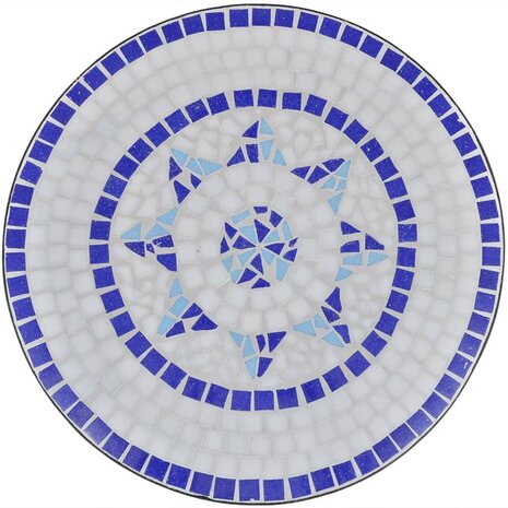 Bistrotafel 60 cm mozaïek blauw en wit 3