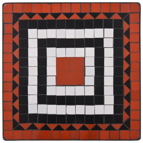 Bistrotafel mozaïek 60 cm keramiek terracottakleurig en wit 5