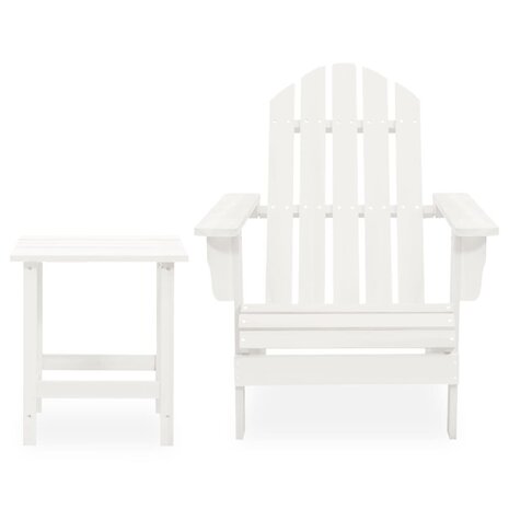 Tuinstoel Adirondack met tafel massief vurenhout wit 2