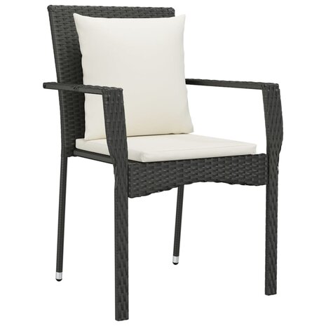 Tuinstoelen 2 st met kussens poly rattan zwart 3