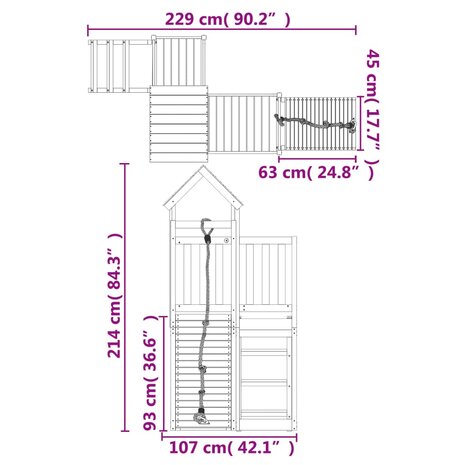 Speelhuis met klimwand massief grenenhout 9