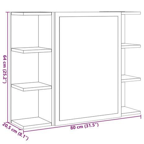 Badkamerspiegelkast 80x20,5x64 cm spaanplaat sonoma eikenkleur 12