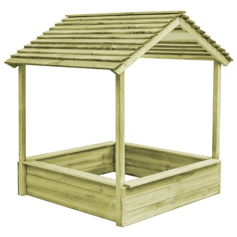 Buitenspeelhuis met zandbak 128x120x145 cm grenenhout 1