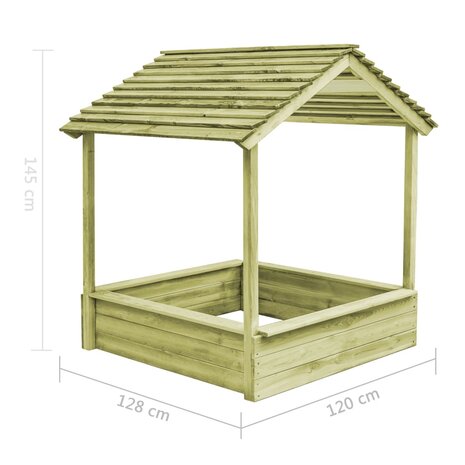 Buitenspeelhuis met zandbak 128x120x145 cm grenenhout 5