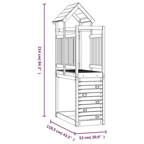 Speeltoren met klimwand 53x110x214 cm geïmpregneerd grenenhout 8