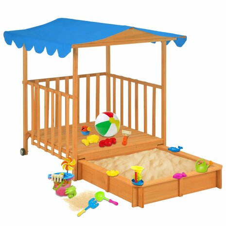 Kinderspeelhuis met zandbak UV50 vurenhout blauw 1