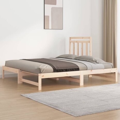 Slaapbank uitschuifbaar massief grenenhout 2x(90x190) cm 8