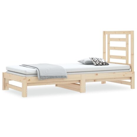 Slaapbank uitschuifbaar massief grenenhout 2x(90x190) cm 2