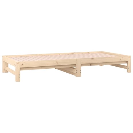 Slaapbank uitschuifbaar massief grenenhout 2x(90x190) cm 5