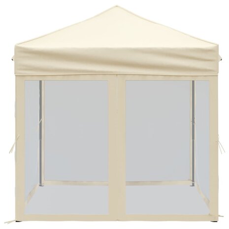 Partytent inklapbaar met zijwanden 2x2 m crèmekleurig 4