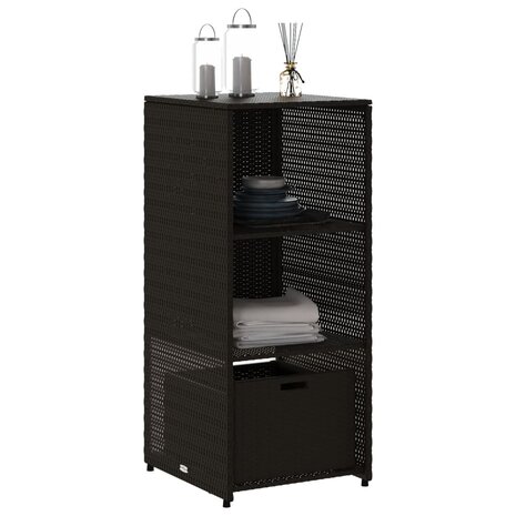 Tuinkast 50x55x115 cm poly rattan zwart 4
