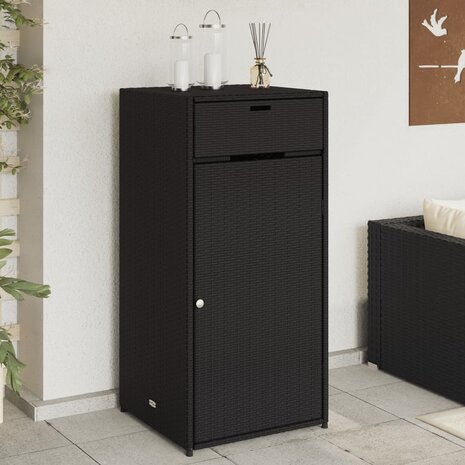 Tuinkast 55x55x111 cm poly rattan zwart 1