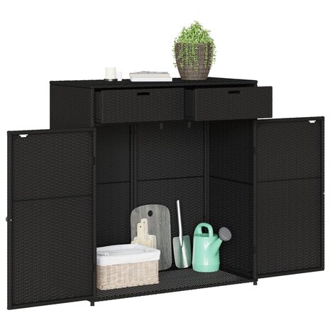 Tuinkast 105x55x113 cm poly rattan zwart 5